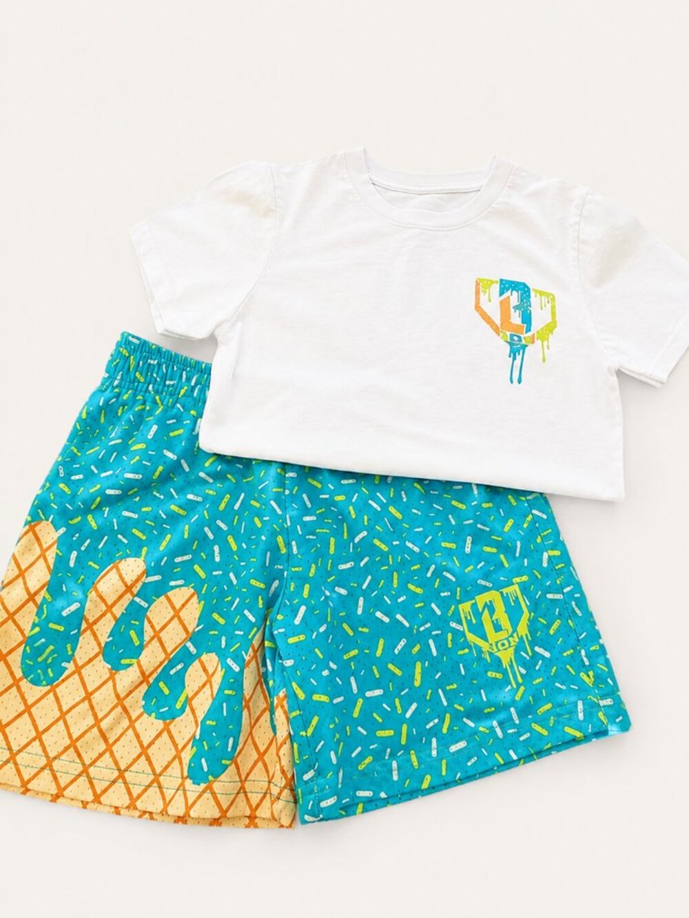 Baseball Lifestyle Youth Boys Shirt & Shorts Set Blue Size Small